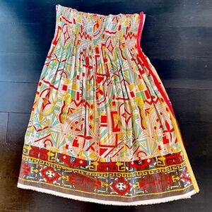 Silky Geometric Print Bandeau Top Sundress